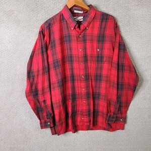 Vintage Traditionalist Shirt Men XL Red Plaid Button Up Cotton Blend Long Sleeve